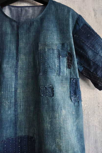 made to order- BORO summer shirt made with real vintage fabrics from japan