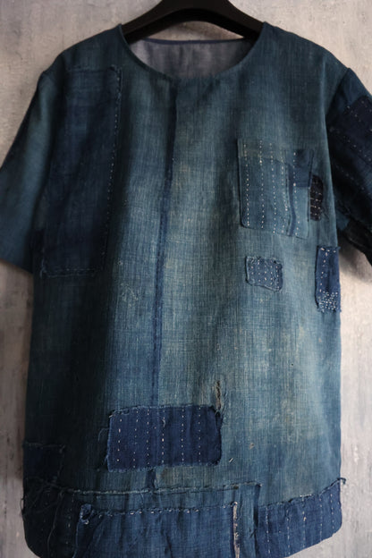 made to order- BORO summer shirt made with real vintage fabrics from japan
