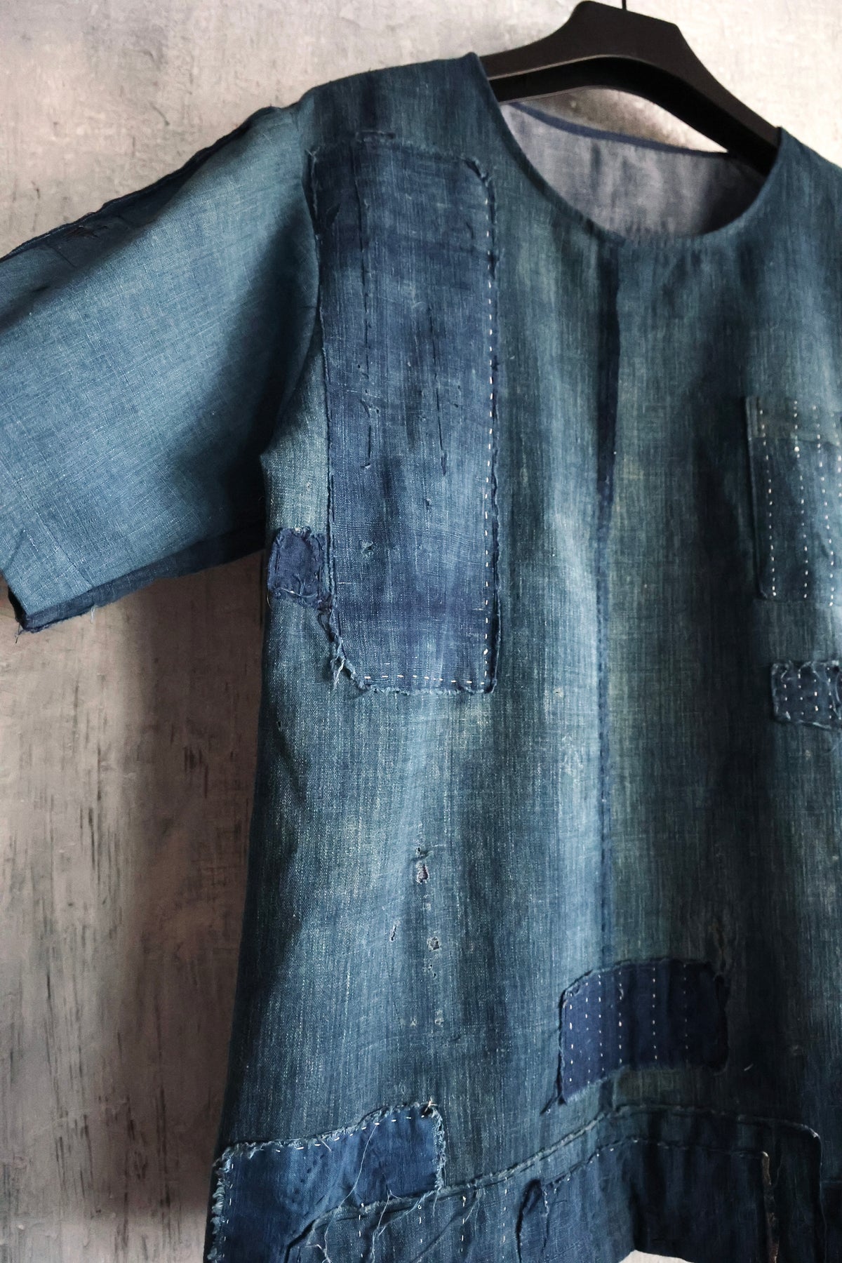 made to order- BORO summer shirt made with real vintage fabrics from japan