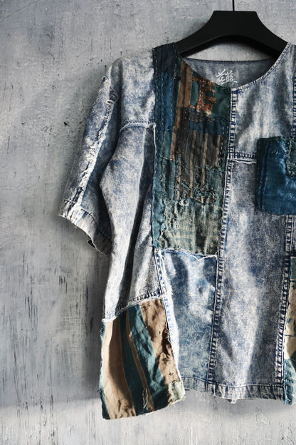 Washed Denim Boro Patchwork Tee Edition 2