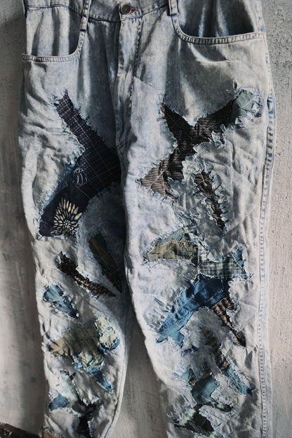 SOLD Custom Order- Boro Stone Washed Denim Trousers