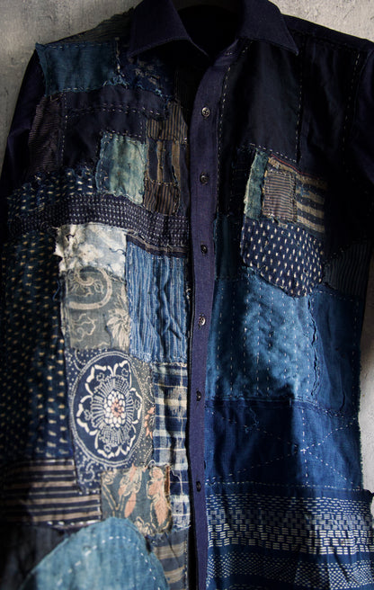 made to order - BORO shirt made with real vintage japan fabrics