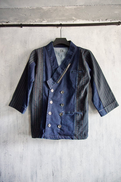 made to order- striped kimono patched with BORO