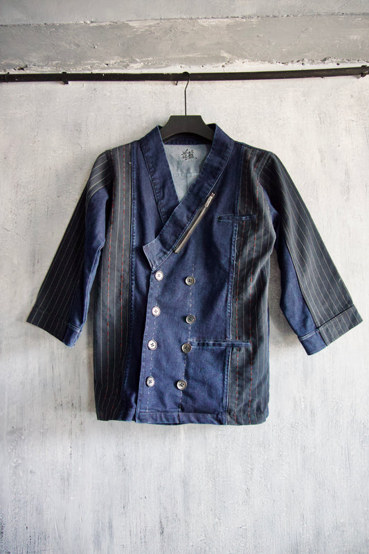 made to order- striped kimono patched with BORO