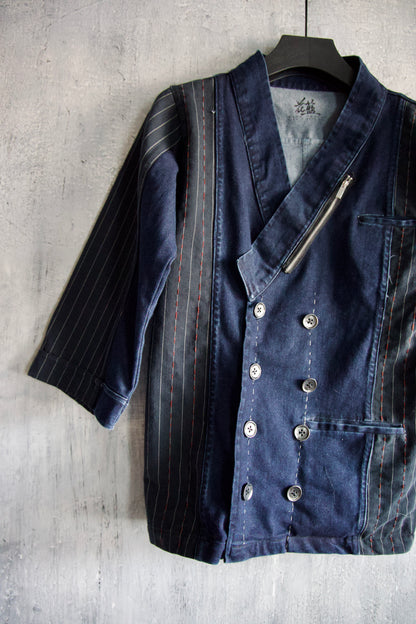 made to order- striped kimono patched with BORO