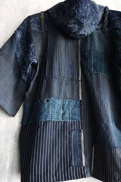 made to order- Boro hoodie made with real vintage fabrics from japan own design