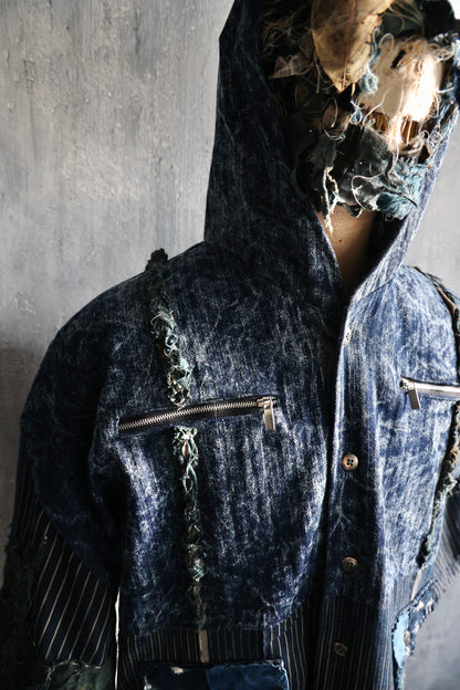 made to order- Boro hoodie made with real vintage fabrics from japan own design