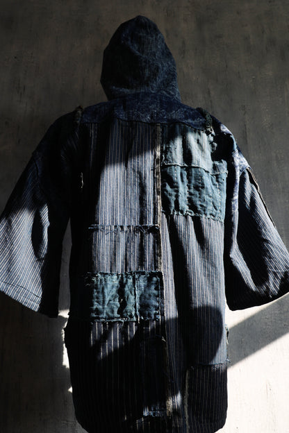made to order- Boro hoodie made with real vintage fabrics from japan own design