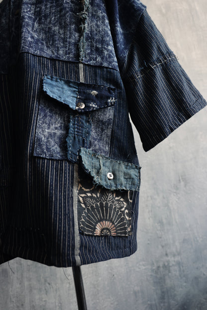 made to order- Boro hoodie made with real vintage fabrics from japan own design
