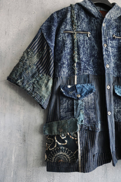 made to order- Boro hoodie made with real vintage fabrics from japan own design