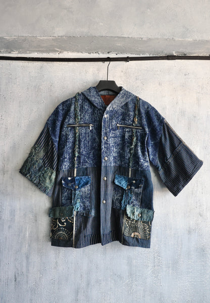 made to order- Boro hoodie made with real vintage fabrics from japan own design