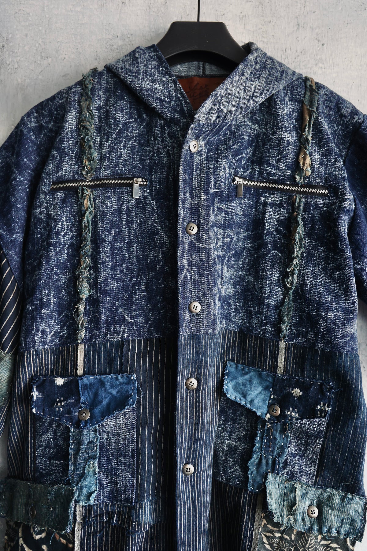 made to order- Boro hoodie made with real vintage fabrics from japan own design