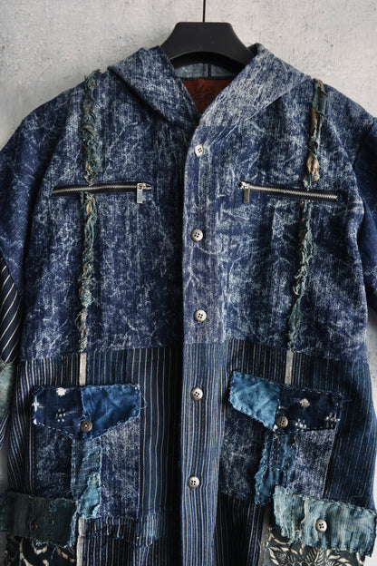 made to order- Boro hoodie made with real vintage fabrics from japan own design