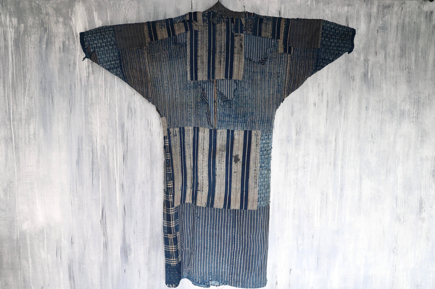 Back view of Boro Long Coat Noragi from Edo Era