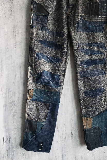 Detail view of Boro Stone Washed Denim Trousers