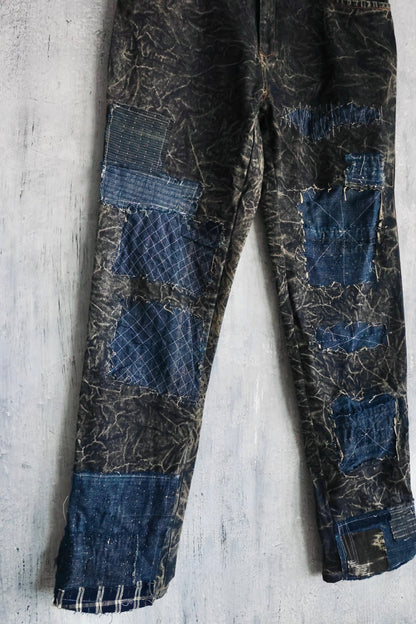 Detail view of Boro Stone Washed Denim Trousers